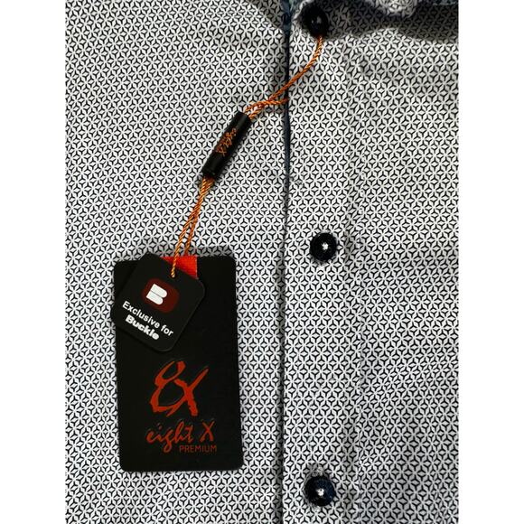 Eight X Premium Mens Shirt Size 5x Blue White Contrasting Flip Cuff Buckle NWT‎ - Picture 5 of 12